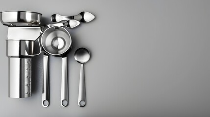 Precision and Convenience Personified Stainless Steel Measuring Cups and Spoons for Culinary Creations Generative ai