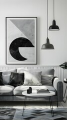 Modern Living Room with Monochrome Wall Art