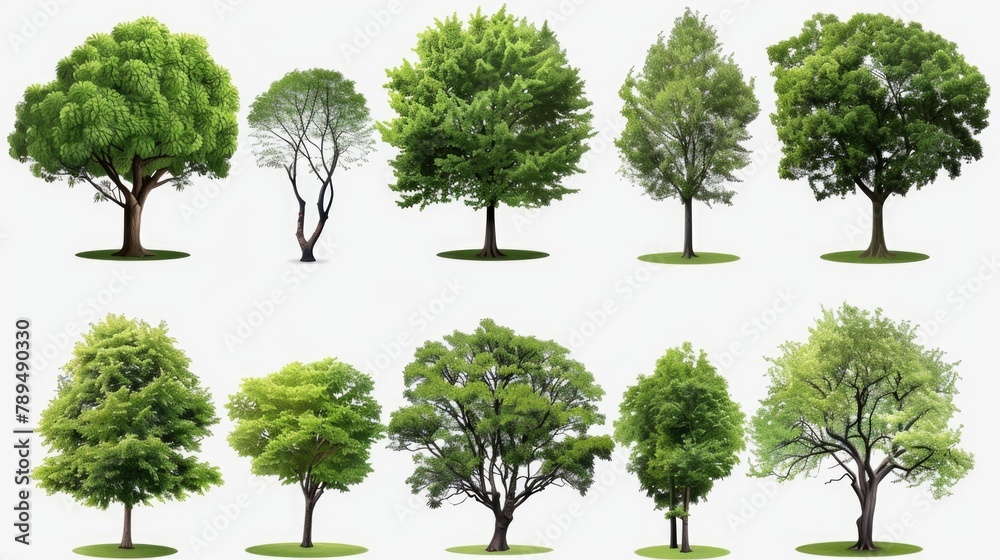 Poster Various tree shapes on a plain white backdrop. Ideal for design projects
