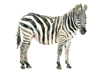 Naklejka premium A beautiful watercolor painting of a zebra on a white background. Perfect for animal lovers and nature enthusiasts