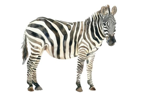 A beautiful watercolor painting of a zebra on a white background. Perfect for animal lovers and nature enthusiasts