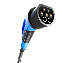 Electric vehicle charging plug isolated on white - 789490584