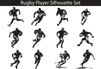 Rugby Player Silhouette Vector Illustration