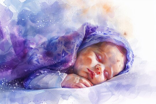 A peaceful image of a sleeping baby on a soft blanket, suitable for nursery decor or parenting articles