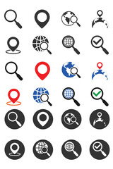 location search icon set, simple and complex design, for graphic needs, vector eps 10.