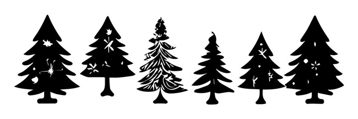 Set of silhouettes of tree