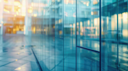 Blurred Glass Wall of Office Building