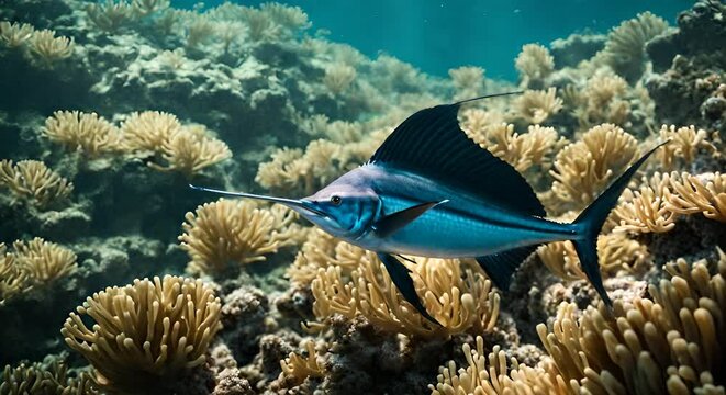 Swordfish in the sea.