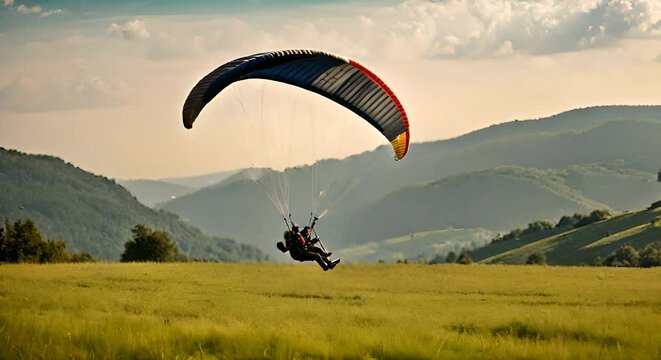 Parachutist in the field.