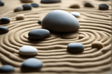 Fototapeta na wymiar stones garden meditation relaxation spirituality zen stone spa lines harmony sand background balance wellness