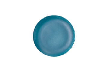 An empty plate on a gray concrete background with copy space