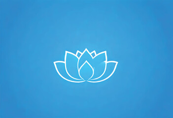 a blue background with a white lotus flower on it