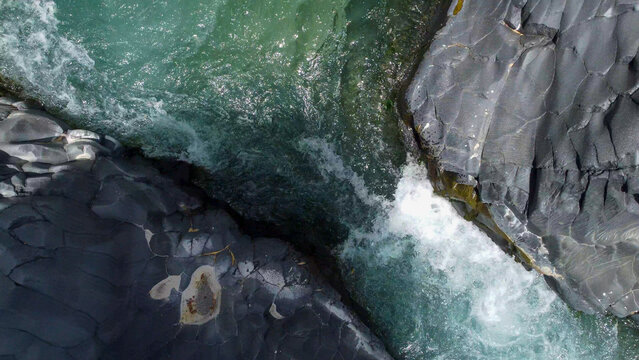 aerial pictures made with a dji mini 4 pro drone over Alcantara's Gorge, Sicily, Italy.