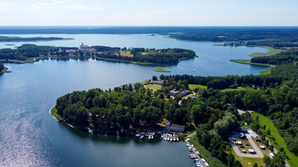 aerial pictures made with a dji mini 4 pro drone over Wigry Lake and the Post Camaldolian...