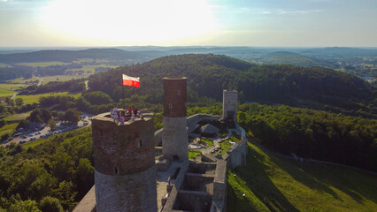 aerial pictures made with a dji mini 4 pro drone over Chęciny Castle, Poland.