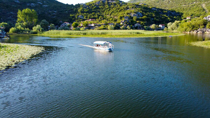aerial pictures made with a dji mini 4 pro drone over Karuc village and river, in Montenegro