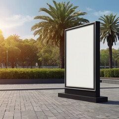 Empty Billboard frame advertising mockup with park for background