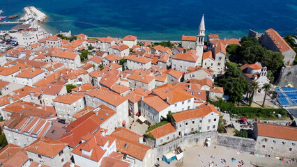 aerial pictures made with a dji mini 4 pro drone over Budva, Montenegro.