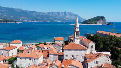 aerial pictures made with a dji mini 4 pro drone over Budva, Montenegro.