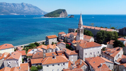 aerial pictures made with a dji mini 4 pro drone over Budva, Montenegro.