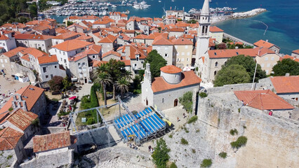 aerial pictures made with a dji mini 4 pro drone over Budva, Montenegro.