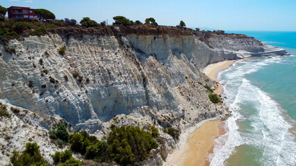 aerial pictures made with a dji mini 4 pro drone over Scala dei Turchi, Sicily, Italy.