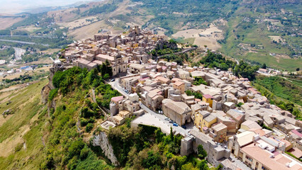 aerial pictures made with a dji mini 4 pro drone over Calascibetta, Sicily, Italy.