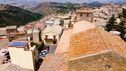 aerial pictures made with a dji mini 4 pro drone over Calascibetta, Sicily, Italy.