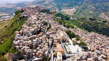 aerial pictures made with a dji mini 4 pro drone over Calascibetta, Sicily, Italy.