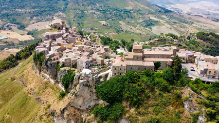 Fototapeta na wymiar aerial pictures made with a dji mini 4 pro drone over Calascibetta, Sicily, Italy.