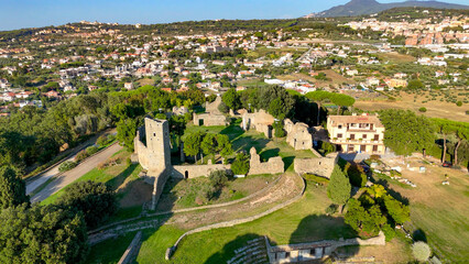aerial pictures made with a dji mini 4 pro drone over Savello Castle, Albano Laziale, Lazio, Italy.