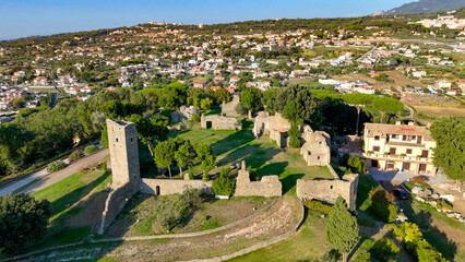 Fototapeta premium aerial pictures made with a dji mini 4 pro drone over Savello Castle, Albano Laziale, Lazio, Italy.