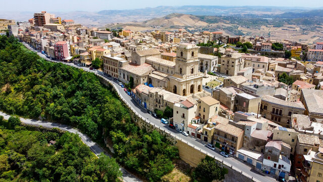 aerial pictures made with a dji mini 4 pro drone over Enna, Sicily, Italy.