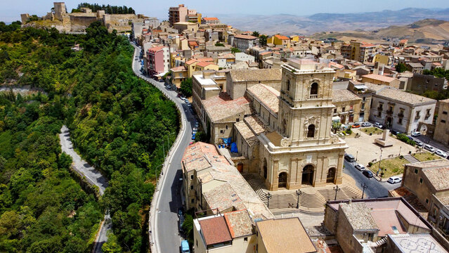 aerial pictures made with a dji mini 4 pro drone over Enna, Sicily, Italy.
