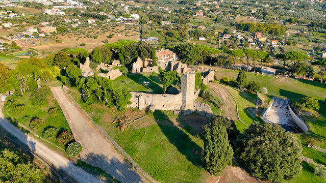 aerial pictures made with a dji mini 4 pro drone over Savello Castle, Albano Laziale, Lazio, Italy.