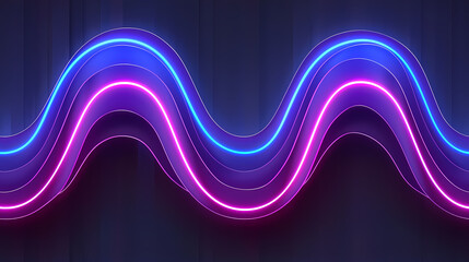 Vibrant Neon Light Waves in Purple and Blue