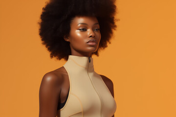 Black Female Model on Solid Color Background