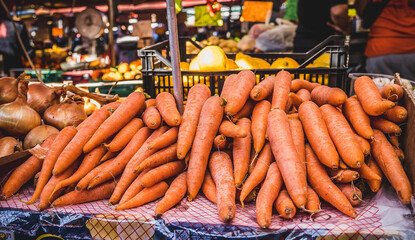carrots in a market