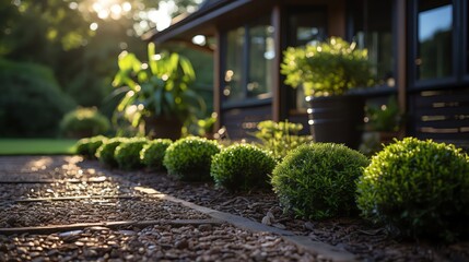 Detailed shot of a neatly trimmed grass border along a backyard patio, focusing on texture and garden maintenance