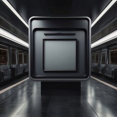 Empty Billboard frame advertising mockup with modern train for background