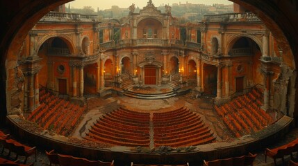 Obraz premium The Shakespearean Soliloquy, Amidst the grandeur of a Renaissance-era castle, an actor delivers a stirring Shakespearean soliloquy. Generated AI.