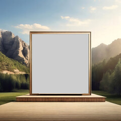 Empty Billboard frame advertising mockup with nature  for background