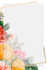 Vintage floral colorful png frame watercolor illustration