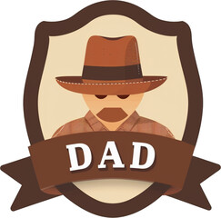 the text "DAD" in brown with an English ribbon font style