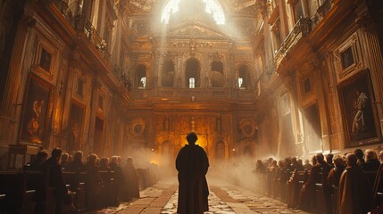 The Shakespearean Soliloquy, Amidst the grandeur of a Renaissance-era castle, an actor delivers a stirring Shakespearean soliloquy. Generated AI.