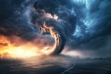 Massive Tornado Emerges From the Sky - obrazy, fototapety, plakaty
