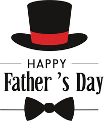 "HAPPY Father’s Day" with top hat and bow tie silhouette