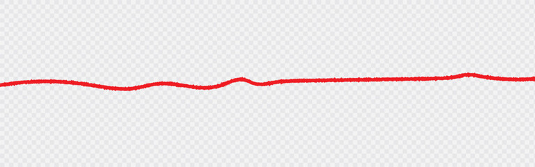 a red silk thread looped in a circle form, extending on both ends, symbolizing the red thread of fate in chinese tradition, on a pure white background with copy space.Line of red yarn, long red thread