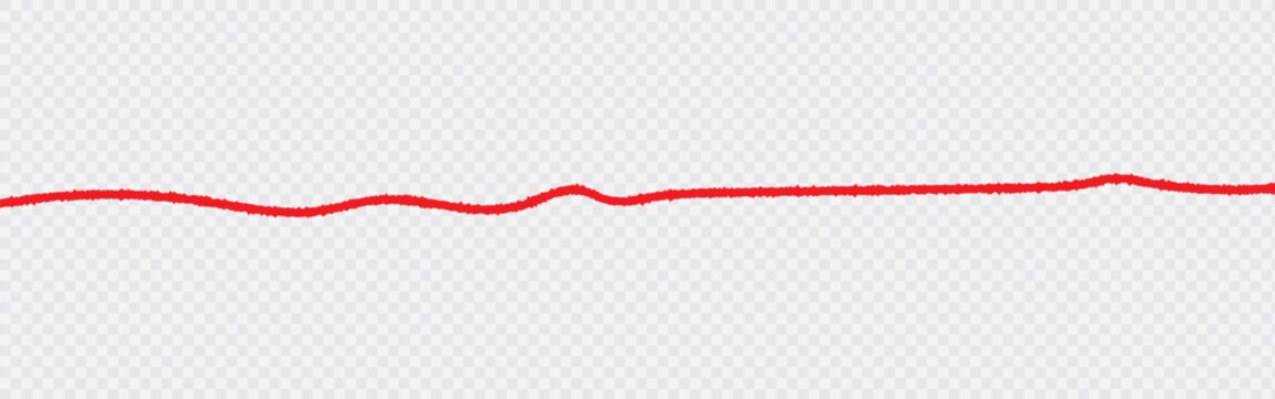 a red silk thread looped in a circle form, extending on both ends, symbolizing the red thread of fate in chinese tradition, on a pure white background with copy space.Line of red yarn, long red thread