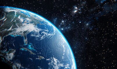 Obraz premium Capture Earths intricate details in a photorealistic digital rendering, showcasing vibrant colors and intricate textures, Utilize CG 3D rendering to bring depth and realism to the Earths surface, emph